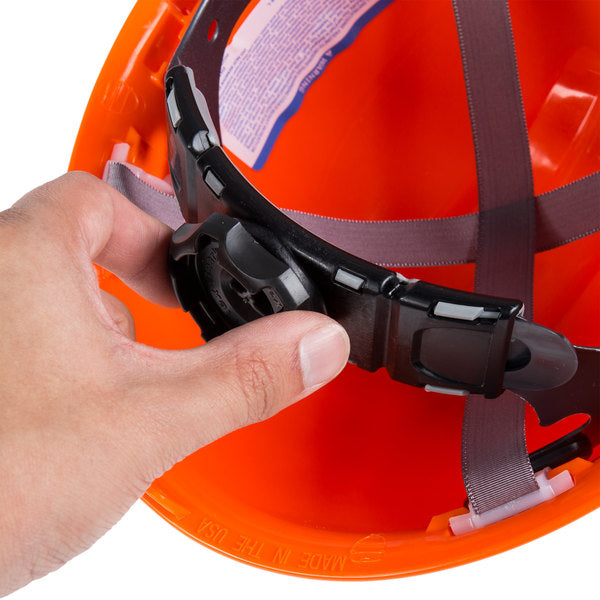 Orange Cap Hard Hat 4-Point Ratchet Suspension Orange Cap Hard Hat 4-Point Ratchet Suspension